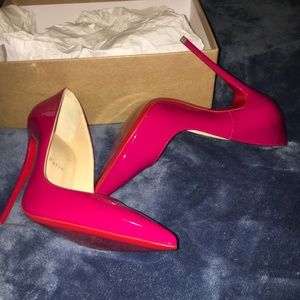 Neon PINK So Kate 120 patent Louboutins